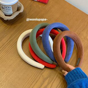 红色发箍女冬季网红百搭洗脸束发毛绒保暖复古宽边新年红发饰头箍