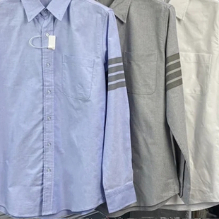 正统商务半休闲版 纯棉材质衬衫 型 四条灰杠 2025新款