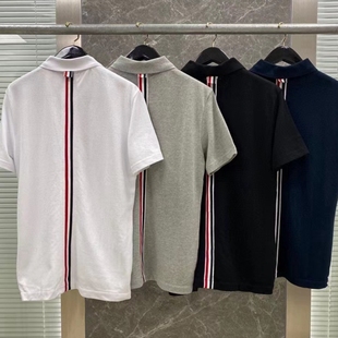 短袖 T恤 修身 2025夏季 型 TB后背彩带POLO衫 版 双珠地棉材质 新品