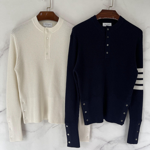 华夫格纹路 2025FW 双面提花 亨利羊毛毛衣 定制纽扣 秋冬新款