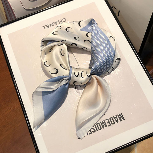 蓝色65cm夏季韩国绑头发小方巾