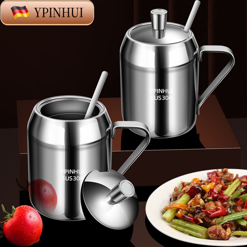 德国304不锈钢调料罐盐罐大容量家用佐料盒辣椒油罐味精罐子套装