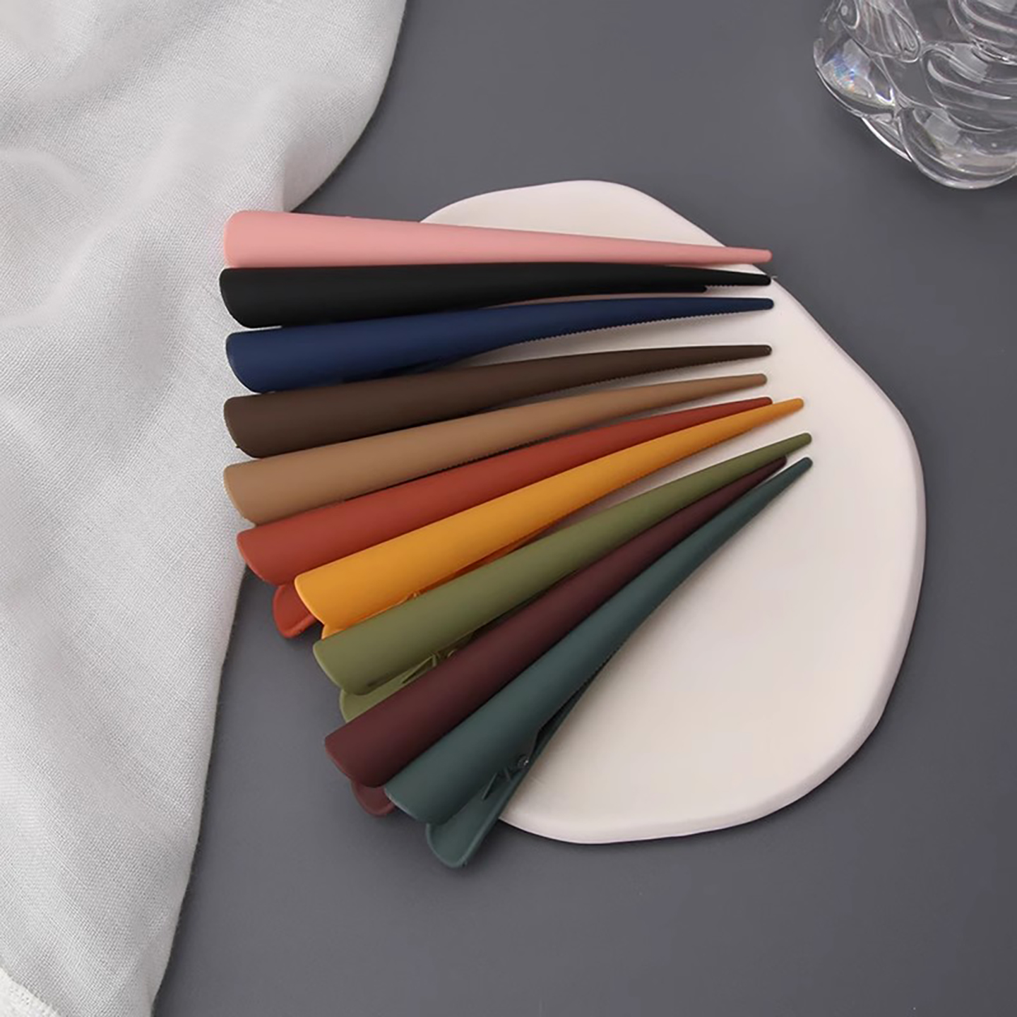 尖嘴长发夹马卡龙色简约一字夹