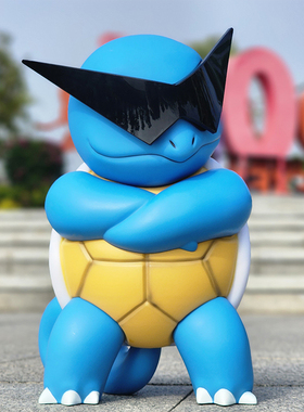 大尺寸精灵宝可梦墨镜杰尼龟皮卡丘可达鸭妙蛙种子落地摆件礼物女