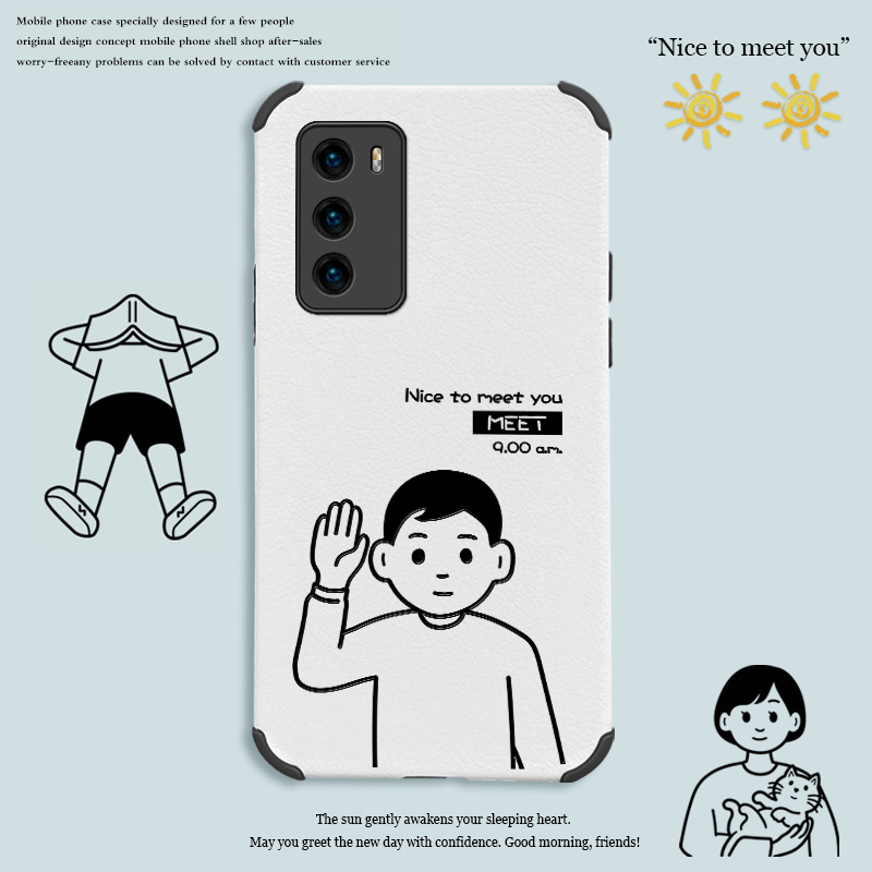 招手男孩适用于华为p40手机壳女p40pro十+镜头全包por小羊皮huawei防摔软硅胶简约新款超薄磨砂情侣保护套潮