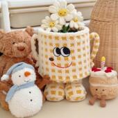 卡通小怪物储物篮大容量零食杂项储物桶多巴胺羔羊天鹅绒可爱装 饰