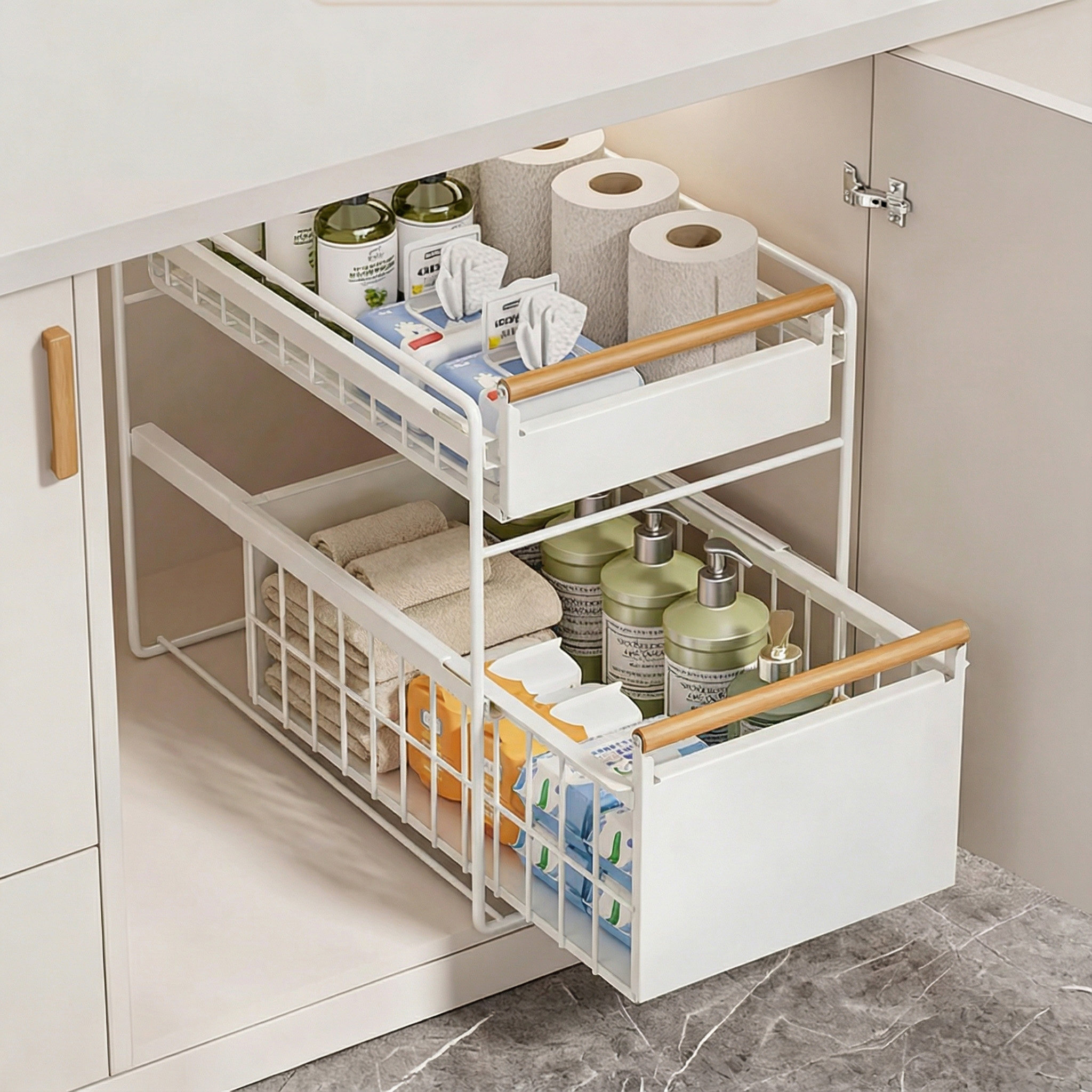 下水槽置物架抽拉式卫生间洗手台下沐浴用品收纳架浴室柜子分层架,家庭/个人清洁工具,浴室角架/置物架,淘宝优惠券,粉丝福利购,淘宝优惠卷
