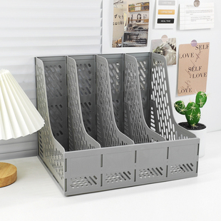 智权加厚文件架办公用品多层四联文件筐a4书立文件夹收纳盒学生桌面大容量PP书立架分隔板书托整理架子文件栏