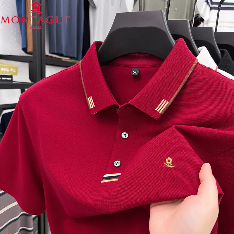 法国梦特娇男士夏季短袖T恤2026新款纯棉高端翻领商务休闲POLO衫