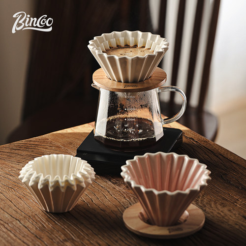 Bincoo花瓣陶瓷滤杯v60滤纸手冲器具套装分享壶手磨咖啡冲煮工具