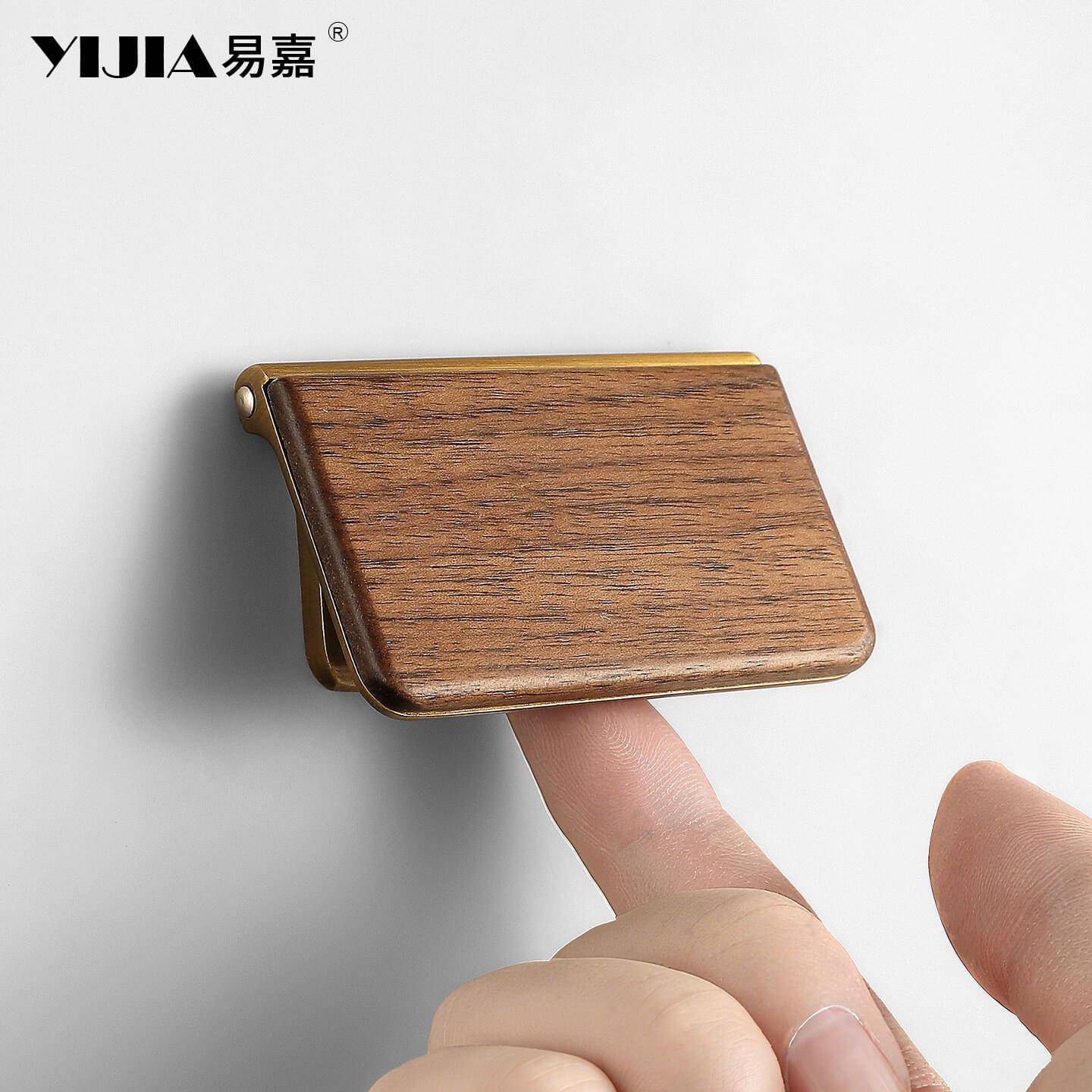 胡桃木翻盖拉手免打孔隐形抽屉拉手现代简约暗扣衣柜橱柜门把手