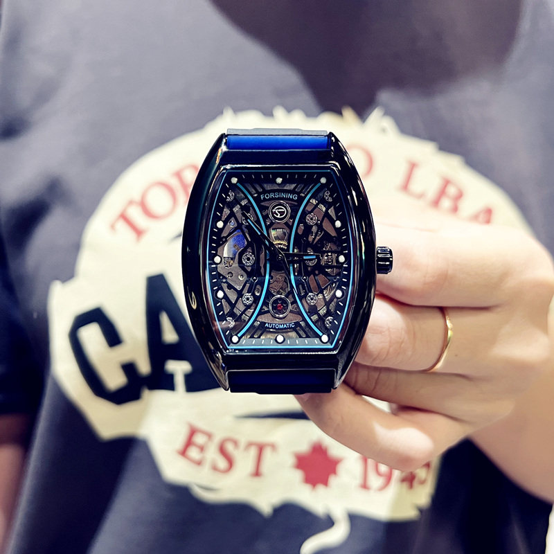 理查硅胶带镂空全自动机械表手表男夜光个性黑科技德概念名牌正品