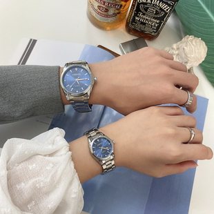 时尚 休闲手表男女钢带夜光防水镶钻简约石英表ins网红情侣表学生