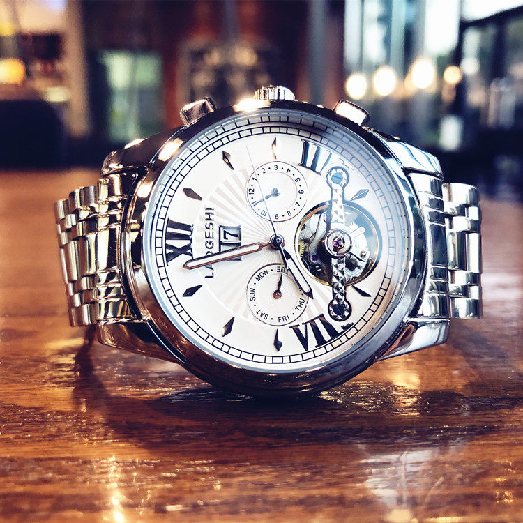 黑科技时尚潮流男士手表全自动机械表防水夜光镂空陀飞轮精钢男表