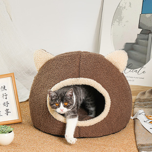 猫窝四季 通用狗窝秋冬天半封闭式 秋季 垫子小猫屋睡觉猫窝冬季