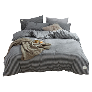 定做国外尺寸kingsize四件套被套248床单款Queen全棉色织水洗套件