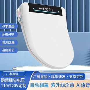 110v智能马桶盖家用 通用V型泡沫盾全自动翻盖清洗烘干遥控座便盖