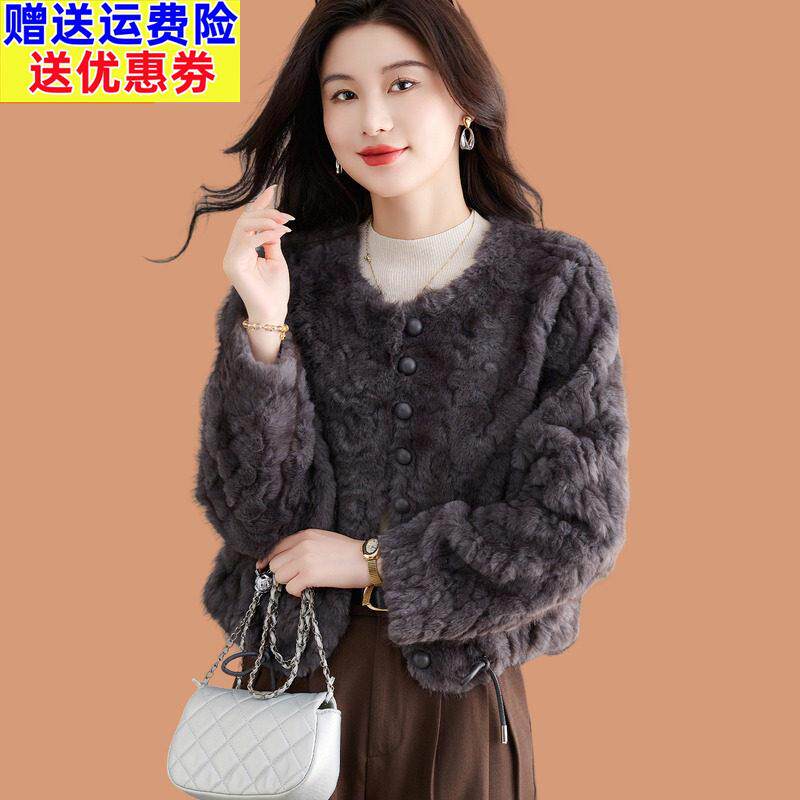 仿水貂绒皮草大衣短外套女2025秋冬新款皮毛一体高档加厚保暖开衫