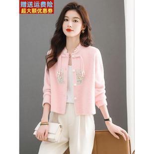 旗袍外搭针织开衫女装春秋2024新款中式国风小个子短款外套上毛衣