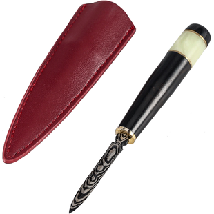 己造大马士革茶刀普洱开茶刀茶针茶锥花纹钢开茶刀撬茶针普洱刀