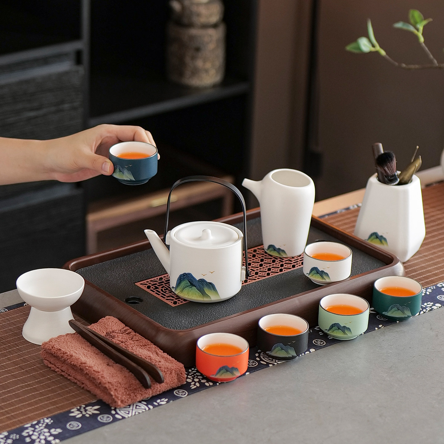 新款功夫茶具套装家用陶瓷中式茶壶盖碗茶杯一整套办公室泡茶专用,餐饮具,功夫茶具,淘宝优惠券,粉丝福利购,淘宝优惠卷