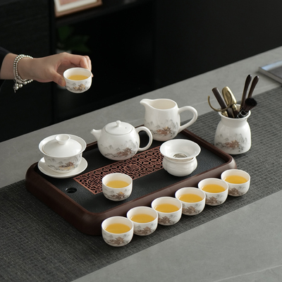 羊脂玉瓷轻奢功夫茶具套装