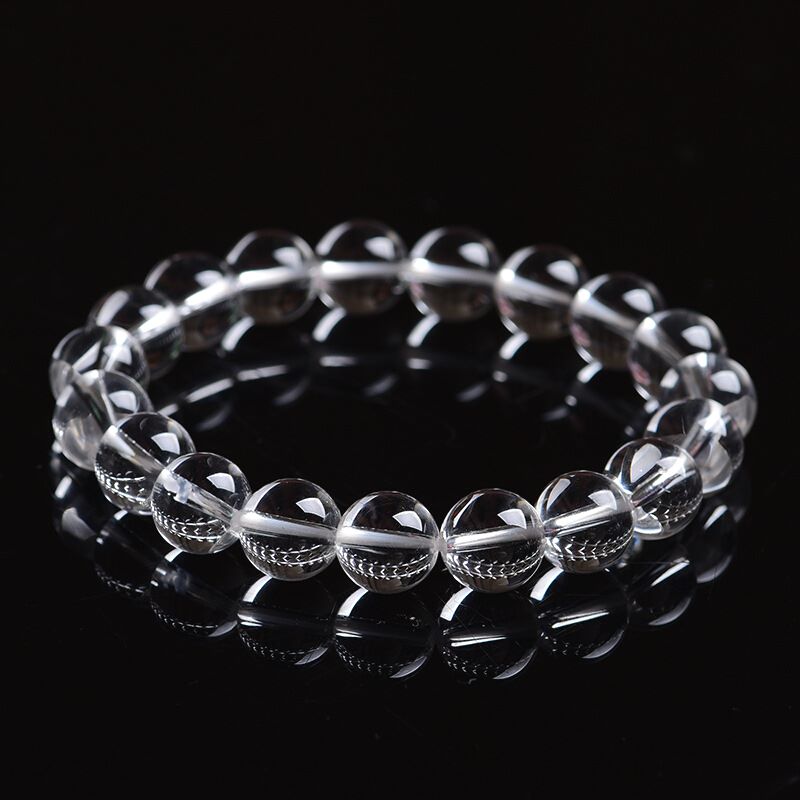 天然白水晶男女士款手链东海水晶圆珠单圈简约手串6-14mm复古