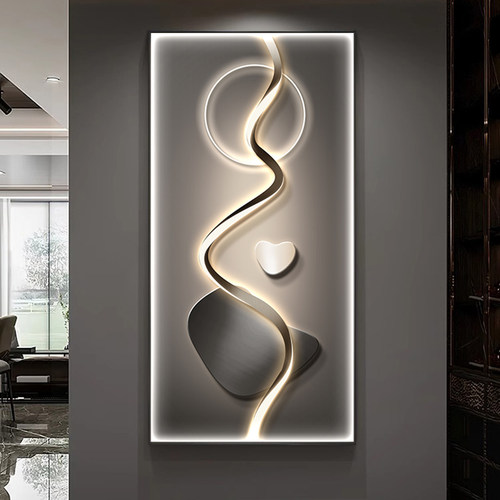 抽象石来运转玄关装饰画极简走廊挂画高级感轻奢现代简约发光壁画