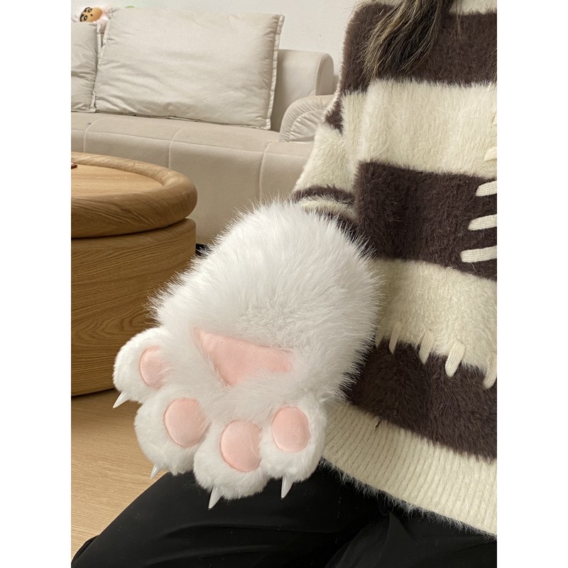 00和猫喵喵彩色兽装爪子糯叽叽叫猫娘手套爪子毛绒手学生