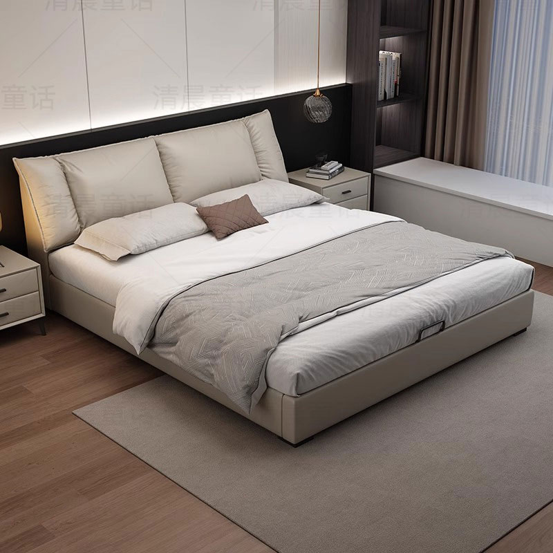 全友家居意式极简真皮床2025现代简约高端大气1米8床双人软包床齐