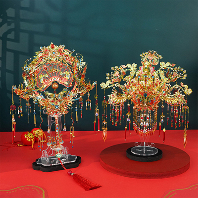 凤冠霞帔手工diy手工花轿十里红妆金属拼图立体拼装模型新婚礼物