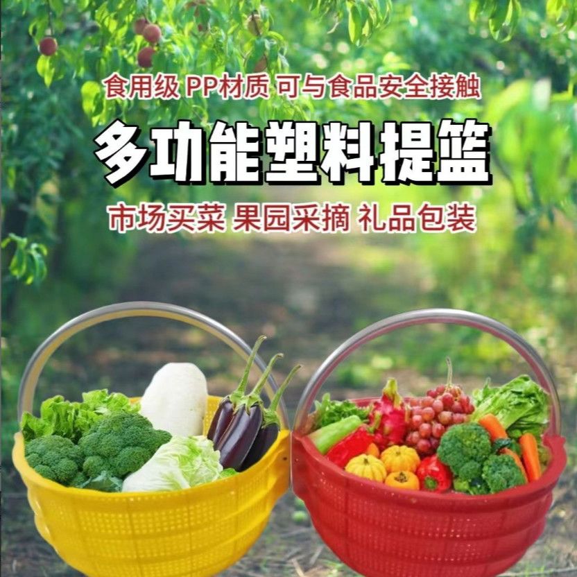 农村耐用铁把塑料提篮水果篮