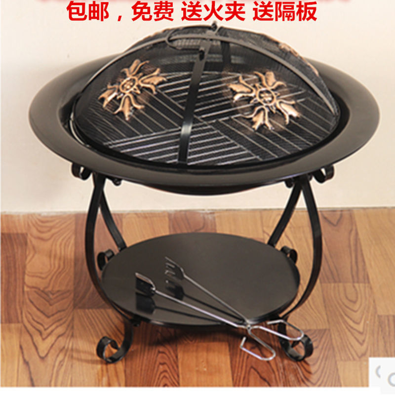 铁艺火盆冬天取暖器炭盆新款火盆架室内家用烤火炉圆形烤炉碳烤炉