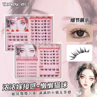 烟柔懒懒猫咪PLUS大容量上睫毛+下睫毛假睫毛上镜斜飞浓密猫须