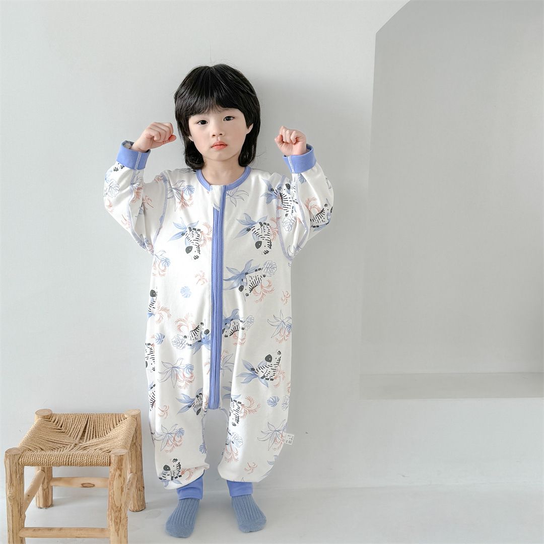 睡袋儿童儿童睡袋单层长袖纯棉抑菌春秋季A类透气防着凉踢被6到12