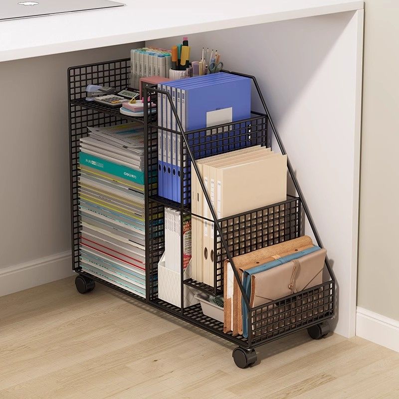 140桌下收纳柜落地多层移动推车文件架文件框置物架子办公室工位