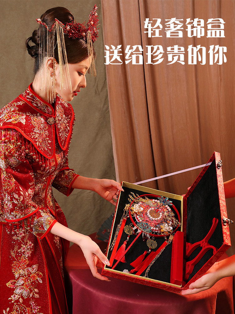 중국 결혼식 팬 신부 팬 결혼식 팬 수제 DIY 재료 패키지 접목 XIUHE 팬 완제품