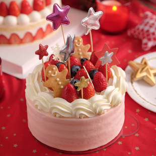 浪漫红丝绒蛋糕节日蛋糕动物奶油儿童生日蛋糕 草莓花火