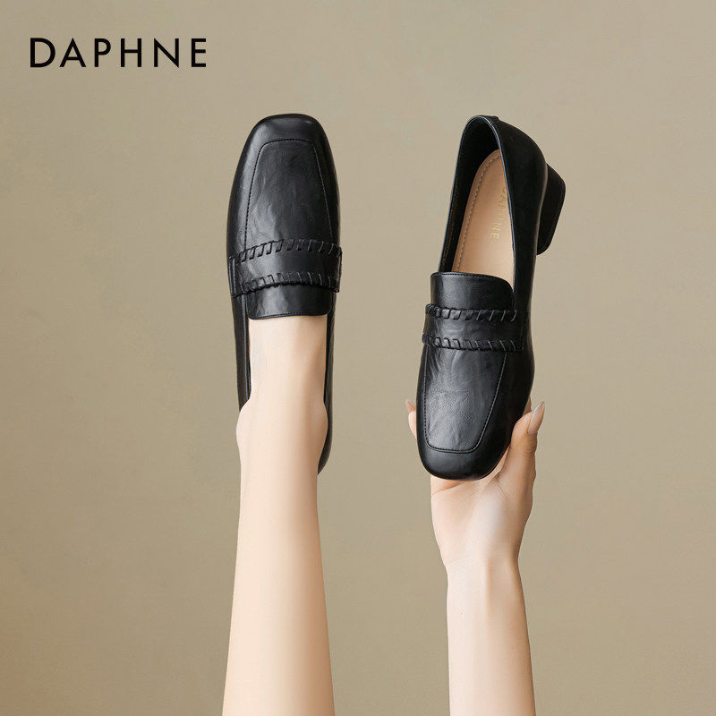 达芙妮黑色粗跟乐福鞋女2026新款春季女鞋英伦风小皮鞋通勤单鞋女,女鞋,乐福鞋（豆豆鞋）,淘宝优惠券,粉丝福利购,淘宝优惠卷