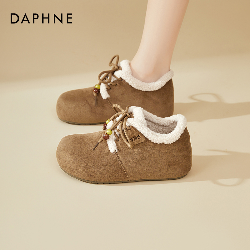 达芙妮加绒保暖雪地靴女大棉鞋子