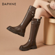达芙妮厚底长筒靴女2026新款 冬季 加绒长靴显瘦骑士靴女保暖高筒靴