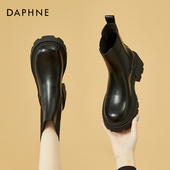 达芙妮厚底切尔西短靴女秋季 小短靴2026新款 烟筒靴黑色马丁靴女靴