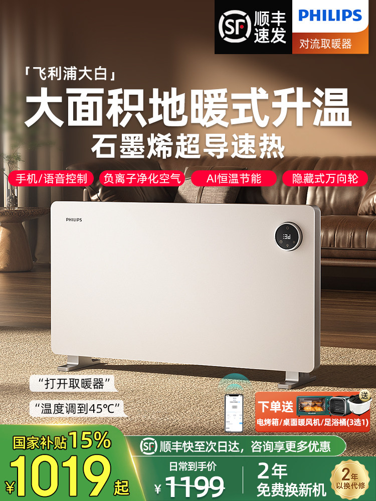 Philips Big White Graphene Heater for Whole Family, Large Area 2025 New Model Electric Heater for Living Room