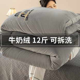 高克重牛奶绒2025新款 可拆洗珊瑚绒被芯被套组合被子加厚保暖 冬季