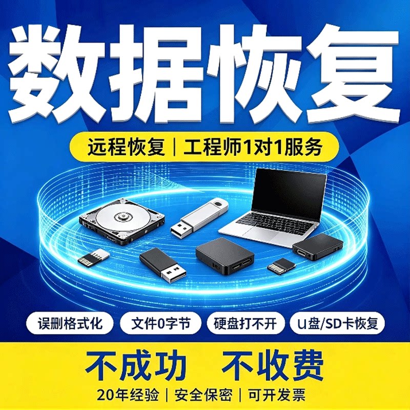 全国数据恢复电脑固态移动硬盘U盘维修文件远程修复服务数据找回