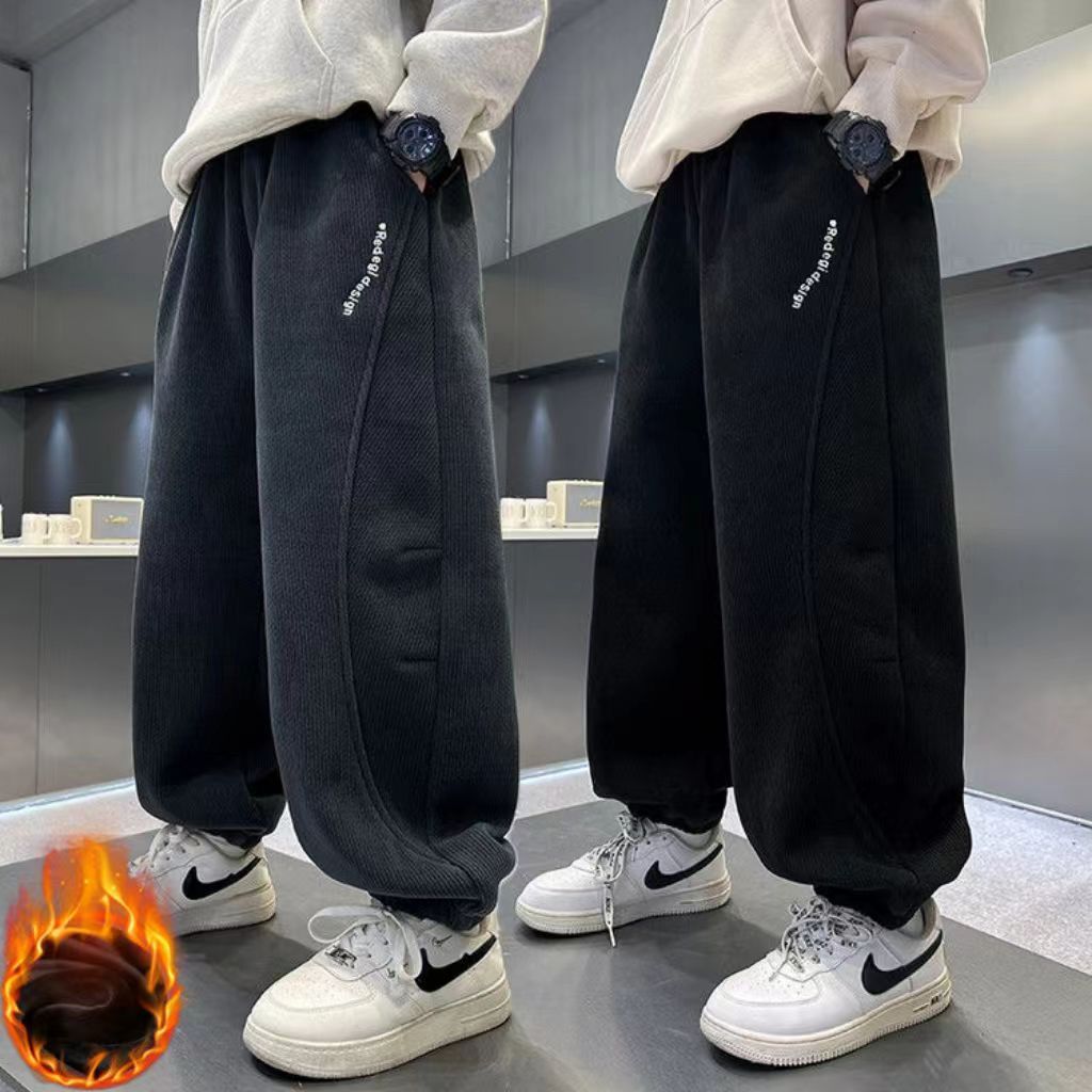 男童冬季加绒裤子儿童灯
