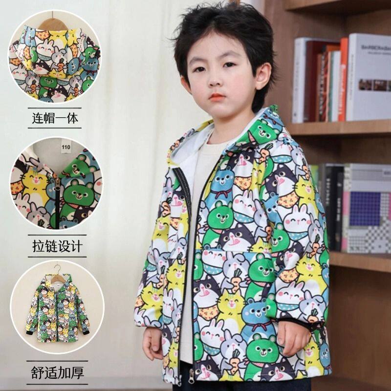 儿童加绒罩衣长袖羽绒服
