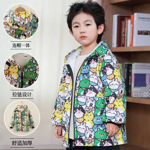 儿童加绒罩衣长袖羽绒服