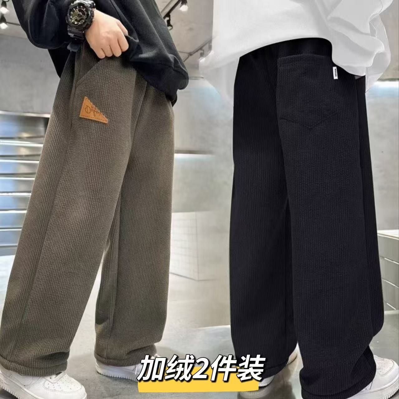 加绒儿童男童秋冬装裤子2