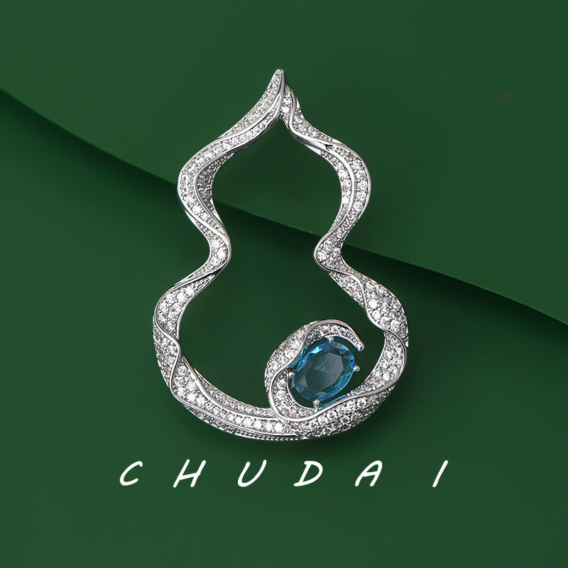 新中式蓝宝石葫芦胸针